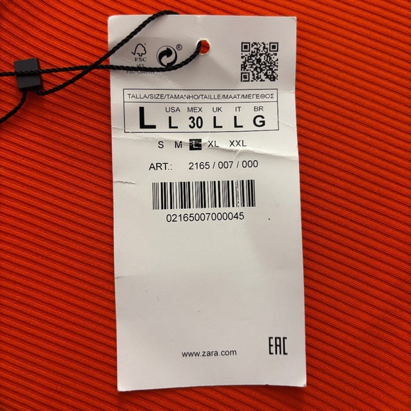 Zara Collection Ribbed Crop Top - Orange Size L - Picture 7 of 8